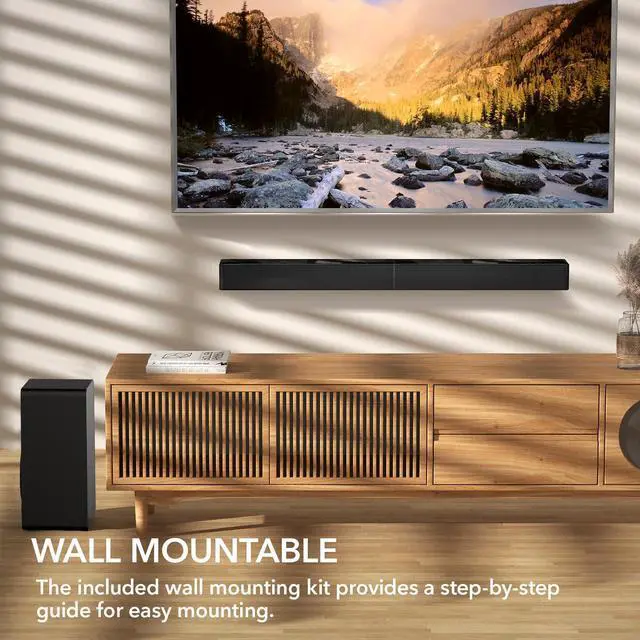 Alt view image 6 of 6 - 2.1 CH Sound Bar with Subwoofer, 31" Soundbar for Smart TV with HDMI, Optical, AUX, Bluetooth, USB - Surround Sound System