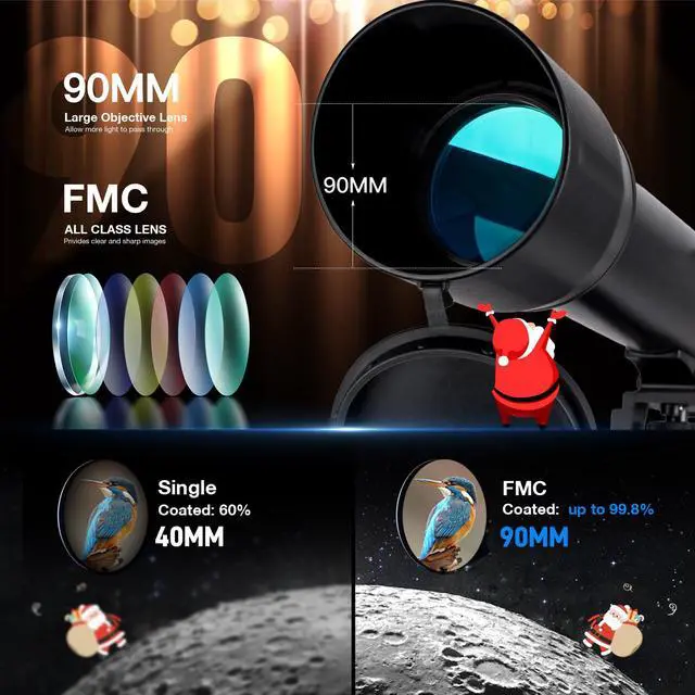 Alt view image 2 of 6 - Telescopes for Adults High Powered, 700x90mm AZ Astronomical Professional Refractor Telescope for Beginners Astronomy with Advanced Eyepieces, Cool Astronomy for Christmas, Black