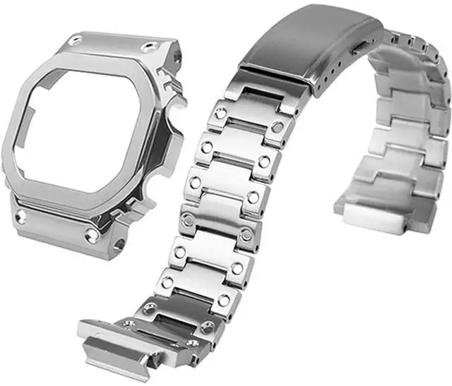 Main image of DW-5600 Mod Kit Stainless Steel Case Solid Metal Strap Bracelet for 5600 Series, 5610 Series, Watch Part Replacement
