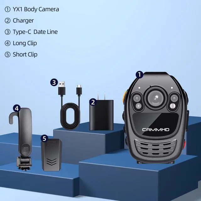 Alt view image 6 of 6 - YX1-64G 2K/1440P Body Camera Support Video Audio Image, 3500mAh Battery Work 12hrs, Night Vision and 2.0IN Screen Easy to Playback, Data-encrypted Body Cam for Police and Personal