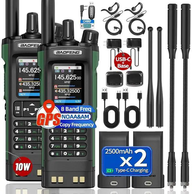 Main image of UV-32 Ham Radio Long Range 10W Rechargeable Walkie Talkies 5RM K5 Handheld Two Way Radio NOAA Weather Radio with GPS,Copy Frequency,USB-C Charging for Camping Survival Gear,2Pack