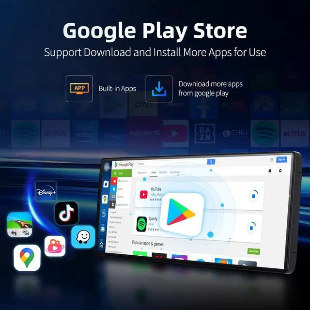 Alt view image 5 of 6 - 11.3" QLED Android 8Core 4G+64G Carplay Screen for Car Android Auto & Carplay Screen with Net-Flix YouTube Google Play 1080P Rear Camera Split Screen GPS Navigation Voice Control