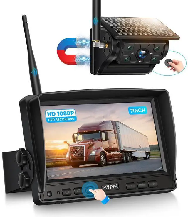 Main image of Solar Wireless Magnetic Backup Camera, 9900mAh Battery Powered Rechargeable IP69 Waterproof HD Back Up Rear View Remote Control Camera with 7 Inch 1080P Monitor System for Car Truck Trailer RV VN003