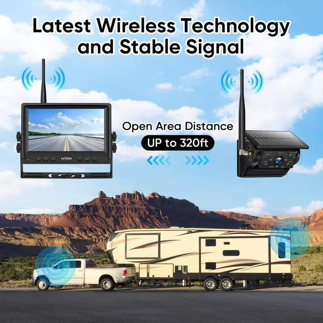 Alt view image 2 of 6 - Solar Wireless Magnetic Backup Camera, 9900mAh Battery Powered Rechargeable IP69 Waterproof HD Back Up Rear View Remote Control Camera with 7 Inch 1080P Monitor System for Car Truck Trailer RV VN003