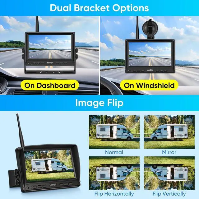 Alt view image 6 of 6 - Solar Wireless Magnetic Backup Camera, 9900mAh Battery Powered Rechargeable IP69 Waterproof HD Back Up Rear View Remote Control Camera with 7 Inch 1080P Monitor System for Car Truck Trailer RV VN003
