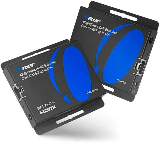 Main image of 4K@120hz HDMI Over Ethernet Extender Balun UltraHD 4:4:4 Over Single CAT6/7 Cable with HDR, & Bi Directional IR Control - Up to 130 Ft with CAT6/7 Audio L/R Out (BK-EX130-K), Black | 4K 120 HDMI Over