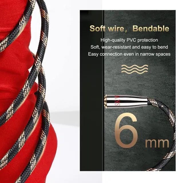 Alt view image 4 of 6 - Optical Digital Audio Toslink Cable Home Theater Fiber Optic Male to Male Gold Plated S/PDIF Cables - Copper Connectors, High-Reinforced Transparent Polymer Core, Nylon Braided 16.4ft(5M)