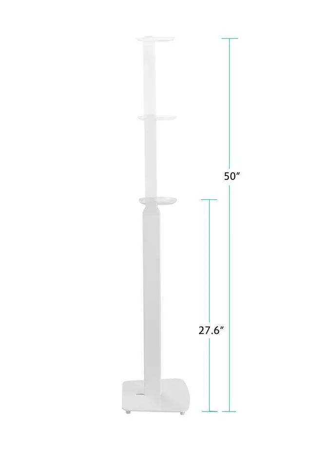 Alt view image 2 of 6 - Adjustable Floor Stand Mount Compatible with SONOS Era 100 and Era 100 SL | White Brackets | Adjustable from 27.6" - 50" | Pair (2-Pack)