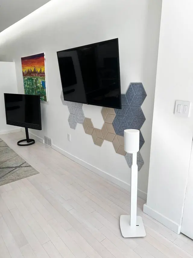 Alt view image 5 of 6 - Adjustable Floor Stand Mount Compatible with SONOS Era 100 and Era 100 SL | White Brackets | Adjustable from 27.6" - 50" | Pair (2-Pack)