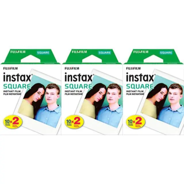 Alt view image 2 of 6 - 3X Instax Square Instant Film (60 Exposures) + Hanging Photo Frames for Square Film Assorted Colors Deluxe Accessory Bundle