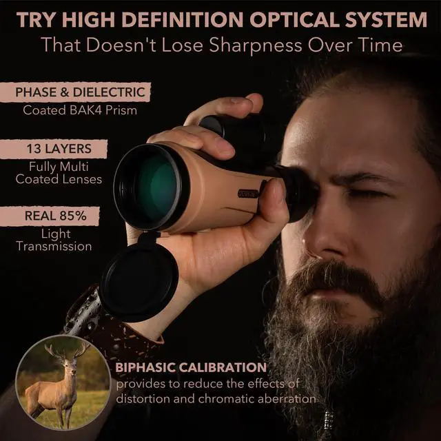 Alt view image 2 of 6 - 12x50 Monocular Telescope - FMC Fogproof, IP67 Waterproof Hand Held Telescope - BAK4 Phase and Dielectric Coated Prism - Adventure Accessories Set: Bag, Smartphone Adapter, Mini Tripod