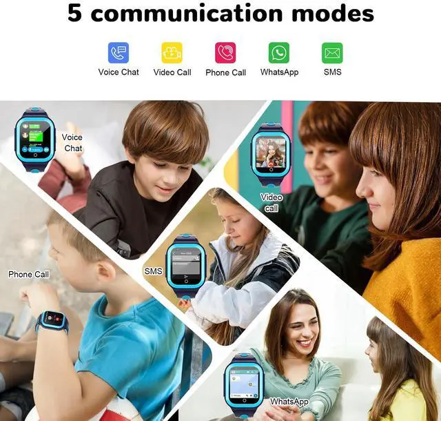 Alt view image 2 of 6 - Wonlex 4G Kids Smartwatch with SIM Card, 1.4" GPS Smart Watch for Kids, Boys Girls Phone Watch with Temperature HR BP Monitor, Video Calls, SOS, Camera, Pedometer, Alarm, Music Player(Blue)