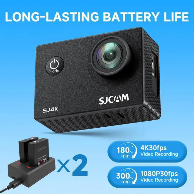 Alt view image 4 of 6 - SJ4000 Pro-Grade 4K Action Camera, 40MP 3-Axis EIS Stabilization Motorcycle Sport Camera, 170°FOV Waterproof Camera Underwater, 5X Zoom, Dual Batteries, 32G SD Card and Helmet Accessory Kit