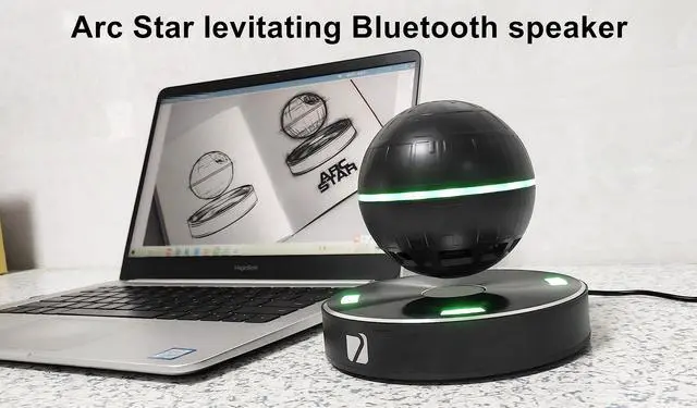 Alt view image 3 of 6 - Arc Star Floating Speaker | Bluetooth and NFC | Smartphone Charger | 360° Sound