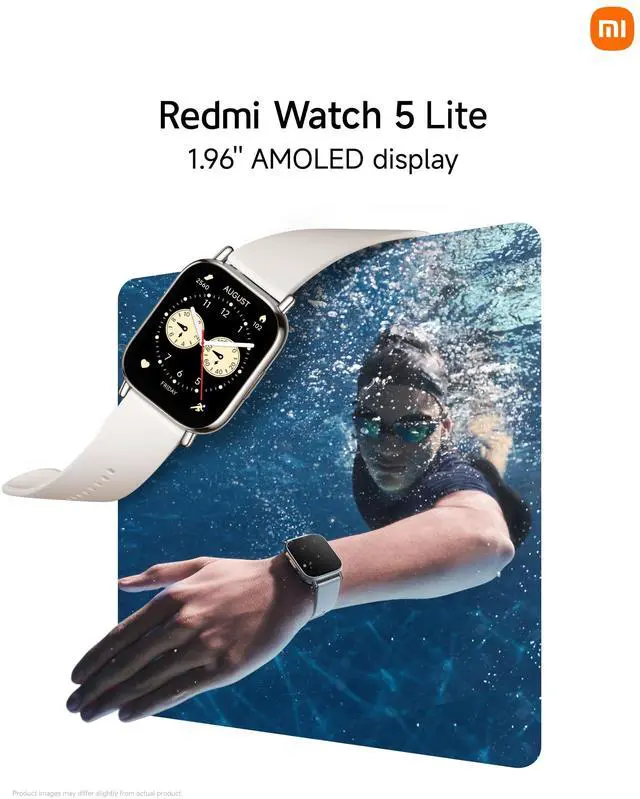 Alt view image 6 of 6 - Redmi Watch 5 Lite Global 1.96" Amoled Up to 18 Days Battery GNSS Dual Mic 150+ Workout Modes 5ATM Water Resistance Heart Rate Sensor (Light Gold)