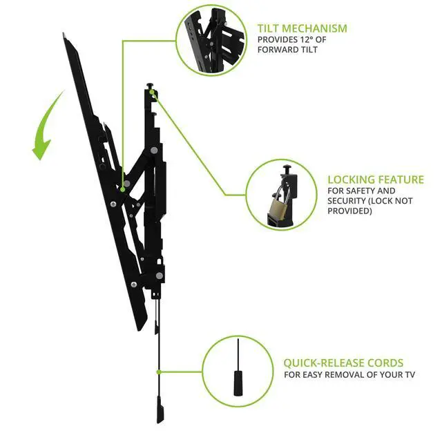 Alt view image 3 of 6 - PT300 Low Profile Tilting TV Mount for Most 40"-100" TVs - Supports TVs up to 150lbs - Sits 1.4 from the wall - Accommodates up to 24 Stud spacing - Max VESA 600x400