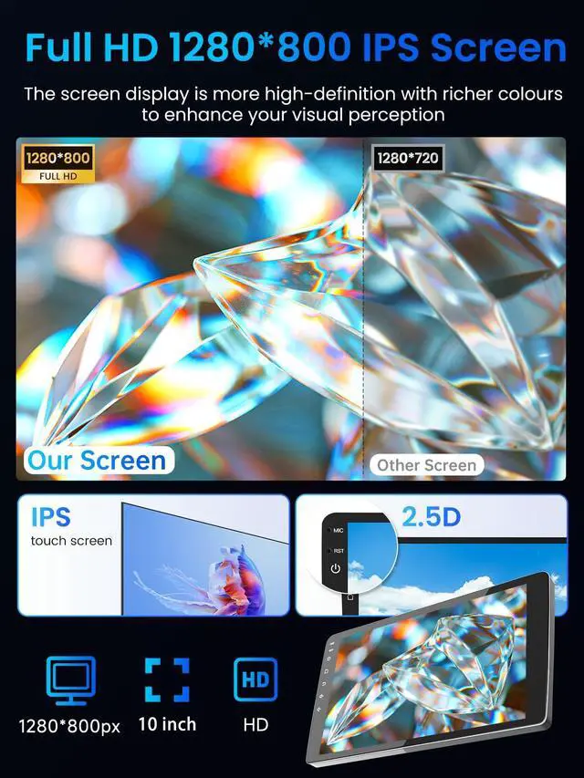 Alt view image 5 of 6 - 4Core+32G ROM Car Radio for Toyota Highlander 2014-2019 CarPlay Android Auto: 5G WiFi Stereo 10.2 Inch Touch Screen 1280x800 IPS HD Touchscreen with GPS Navigation Bluetooth SWC FM Backup Camera