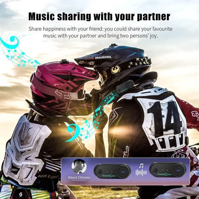 Alt view image 4 of 6 - Motorcycle Bluetooth Headset TCOM VB Motorcycle Helmet Speakers 3 Riders Paring 800M 2 Riders Talking Helmet Intercom for Motorbike/Universal Fitment/Music Sharing/FM/Hard&Soft Mic/2Pack