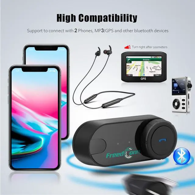 Alt view image 6 of 6 - Motorcycle Bluetooth Headset TCOM VB Motorcycle Helmet Speakers 3 Riders Paring 800M 2 Riders Talking Helmet Intercom for Motorbike/Universal Fitment/Music Sharing/FM/Hard&Soft Mic/2Pack