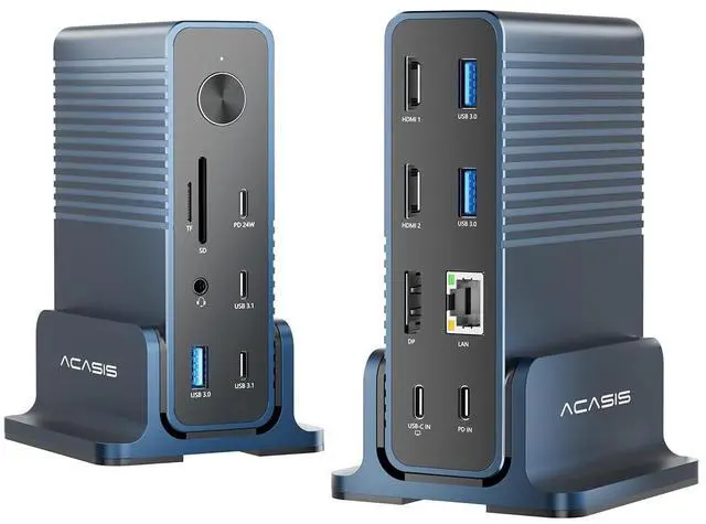 Main image of USB C Docking Station Dual Monitor,15-in-1 Laptop Docking Station with 2*HDMI+DP,+ 2*USB3.1-10G+3*USB-A-5G+SD/TF+3.5MM Audio&MIC+Gigabit Ethernet, for Windows/Dell/HP/Lenovo