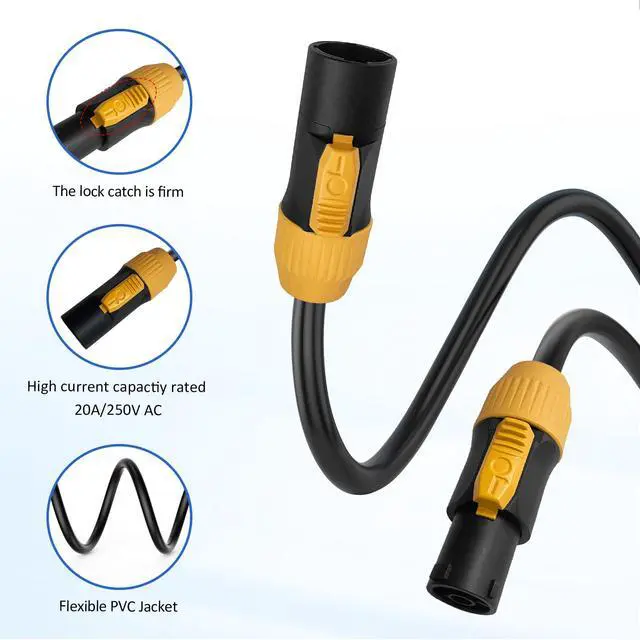 Alt view image 4 of 6 - 12AWG PowerCon True Male to Female Cable,Seetronic SAC3FX to SAC3MX PowerCon Extension Cable,IP65 Profeesional Hand-Built-25FT