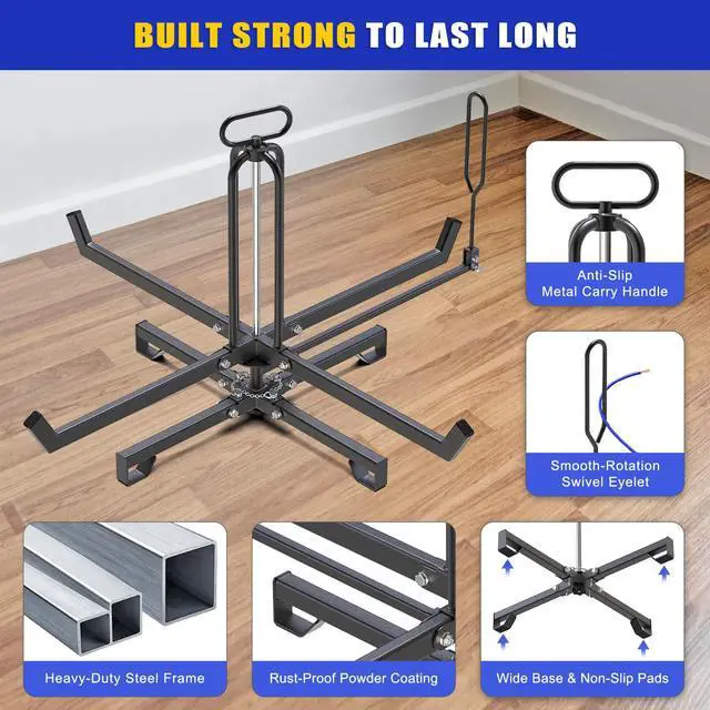 Alt view image 6 of 6 - Foldable Cable Dispenser, Floor or Stud Mounted Wire Spool Rack for 4-28 inch Reels, Portable Wire Rack Dispenser with Anti-Slip Handle for Electrical, Industrial & Retail Use