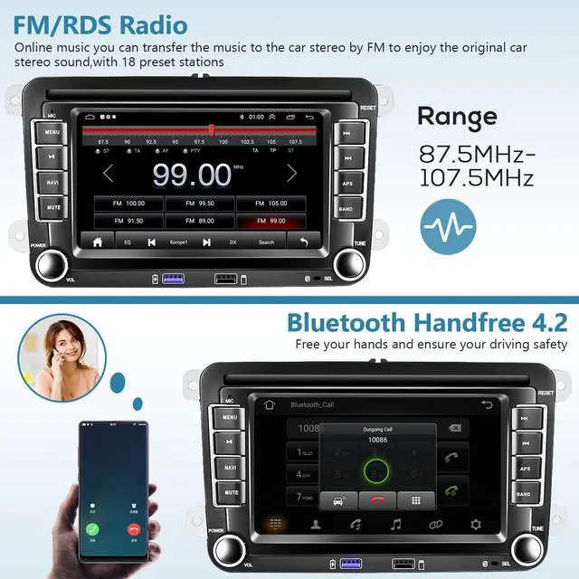Alt view image 6 of 6 - 2G+64G Android for VW Jetta Seat Passat Tiguan CC Golf Skoda Double Din Car Stereo with Wireless Carplay/Android Auto 7 Inch HD Touchscreen Head Unit