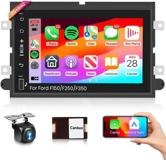 Main image of 2G 64G Radio for Ford F150 F250 F350 E250 E350 Fusion Edge Explorer Expedition Car Stereo with Wireless Carplay Android Auto 7inch IPS Touchscreen/1280P Backup Camera/WiFi/FM RDS/HiFi/GPS/Bluetooth