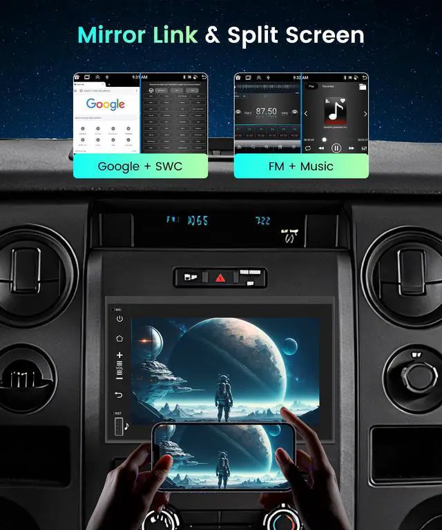 Alt view image 5 of 6 - 2G 64G Radio for Ford F150 F250 F350 E250 E350 Fusion Edge Explorer Expedition Car Stereo with Wireless Carplay Android Auto 7inch IPS Touchscreen/1280P Backup Camera/WiFi/FM RDS/HiFi/GPS/Bluetooth