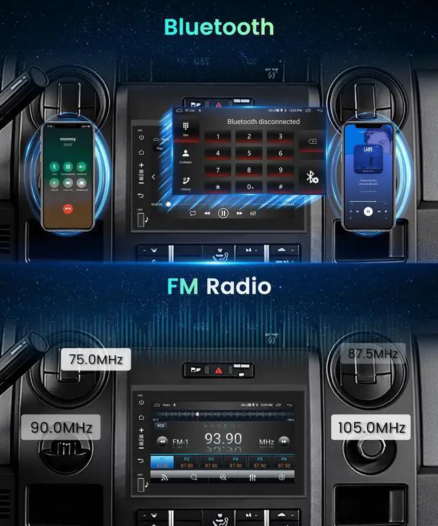 Alt view image 6 of 6 - 2G 64G Radio for Ford F150 F250 F350 E250 E350 Fusion Edge Explorer Expedition Car Stereo with Wireless Carplay Android Auto 7inch IPS Touchscreen/1280P Backup Camera/WiFi/FM RDS/HiFi/GPS/Bluetooth