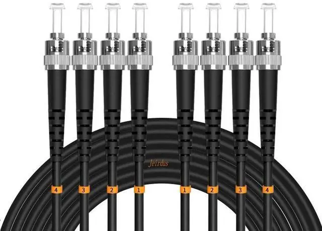 Main image of 100ft 30Meters ST to ST Outdoor Armored 4 Core 9/125 SM Fiber Optic Cable Jumper Optical Patch Cord Singlemode ST-ST