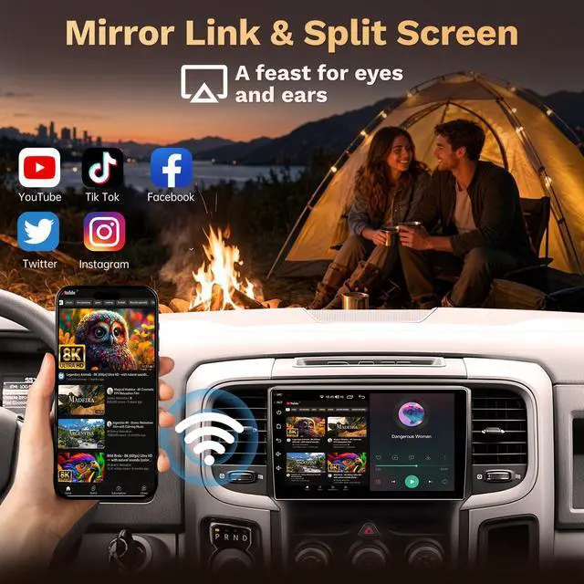 Alt view image 6 of 6 - 4GB RAM+64GB ROM Car Radio for Dodge Ram 1500 2500 2013-2018: 9-Inch 1280 * 800 IPS Touchscreen Upgrade Stereo with Wireless Carplay Android Auto 1080P Backup Camera Bluetooth 5.4 GPS 5G WiFi SWC FM