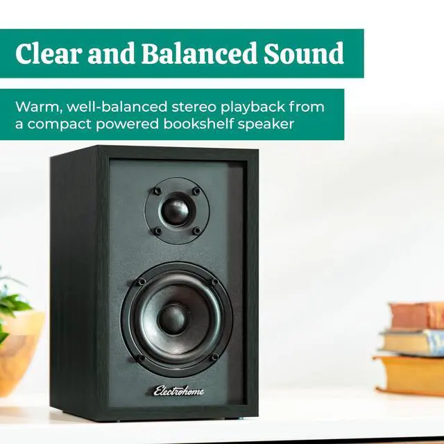 Alt view image 2 of 6 - Berkeley 2.0 Stereo Powered Bookshelf Speakers with Built-in Amplifier and 3" Drivers for Turntable, TV, PC and Wireless Music Streaming Featuring Bluetooth 5, RCA and Aux (EB20B)