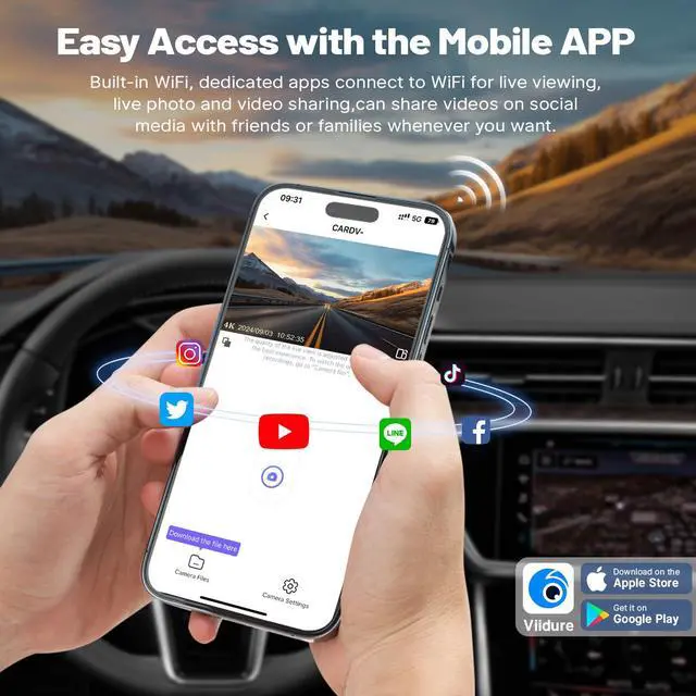 Alt view image 5 of 6 - 4K Dash Cam for Ford F150/F250/F350 2021-2026 (Model A), Front 4K Dash Camera, UHD 2160P Video, OEM Style, WiFi & APP, Loop Recording, G-Sensor, 24H Parking Monitor + 128GB Card