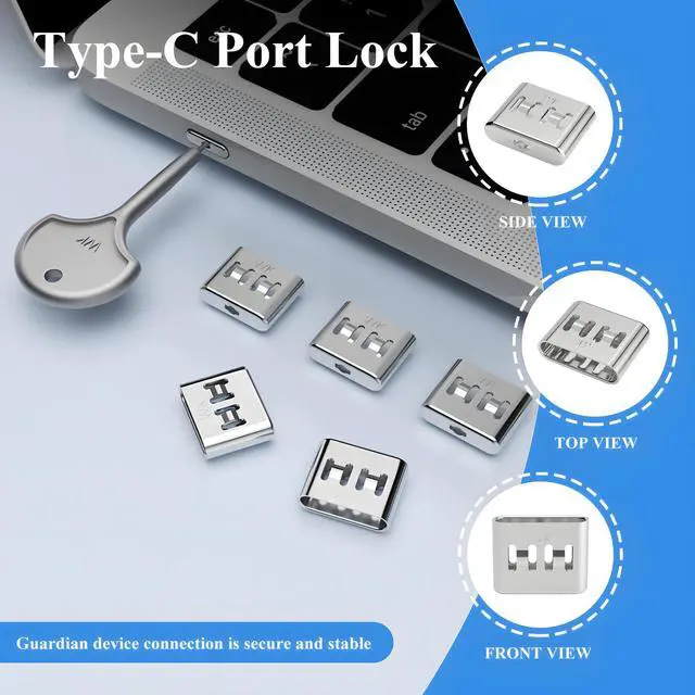 Alt view image 2 of 6 - 105 PCS USB Type C Anti-Theft Security Lock with 10 Anti-Break Metal Key Physical Containment,Universal Compatibility for All Type-C Devices, Enhanced Data Protection