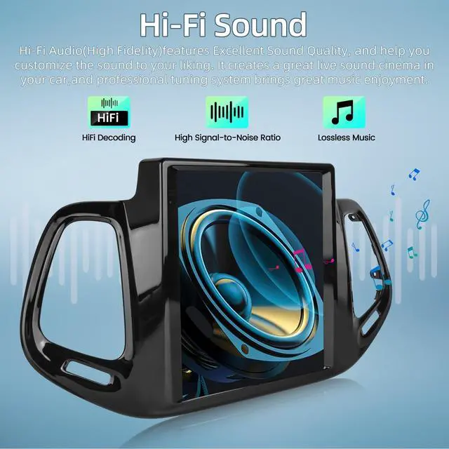 Alt view image 4 of 6 - 9.7 Inch Car Stereo for Jeep Compass 2017 2018 2019, 2+64G Android Touchscreen Radio with Wireless Carplay & Android Auto/WiFi/HiFi/GPS Navigation/Mirror Link/SWC, AHD Backup Camera