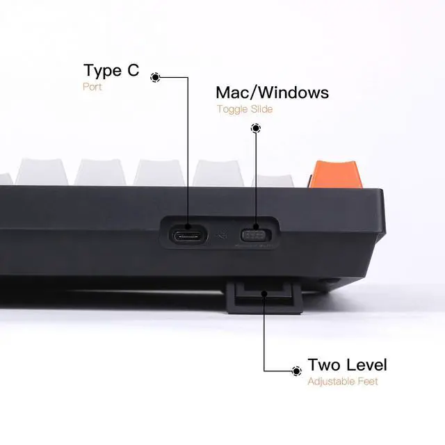 Alt view image 3 of 6 - C2 Full Size Wired Mechanical Keyboard for Mac, Hot-swappable, Gateron G Pro Brown Switch, RGB Backlight, 104 Keys ABS keycaps Gaming Keyboard for Windows, USB-C Type-C Braid Cable
