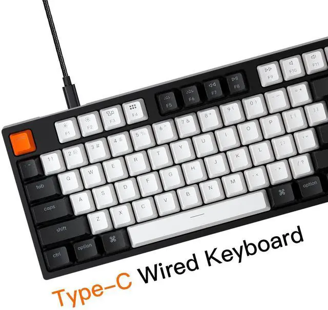 Alt view image 4 of 6 - C2 Full Size Wired Mechanical Keyboard for Mac, Hot-swappable, Gateron G Pro Brown Switch, RGB Backlight, 104 Keys ABS keycaps Gaming Keyboard for Windows, USB-C Type-C Braid Cable