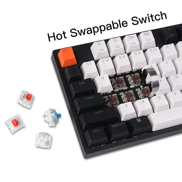 Alt view image 5 of 6 - C2 Full Size Wired Mechanical Keyboard for Mac, Hot-swappable, Gateron G Pro Brown Switch, RGB Backlight, 104 Keys ABS keycaps Gaming Keyboard for Windows, USB-C Type-C Braid Cable