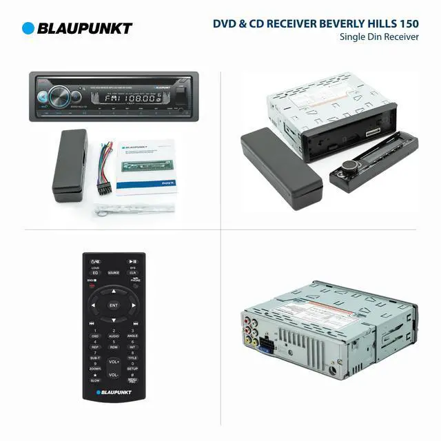 Alt view image 5 of 6 - Beverly Hills 150 Multimedia Car Stereo - 120W Peak Power, Bluetooth Connectivity, Hands-Free Calling, Detachable Faceplate, DVD & CD Receiver, USB/SD, AM/FM, Remote Control - Black