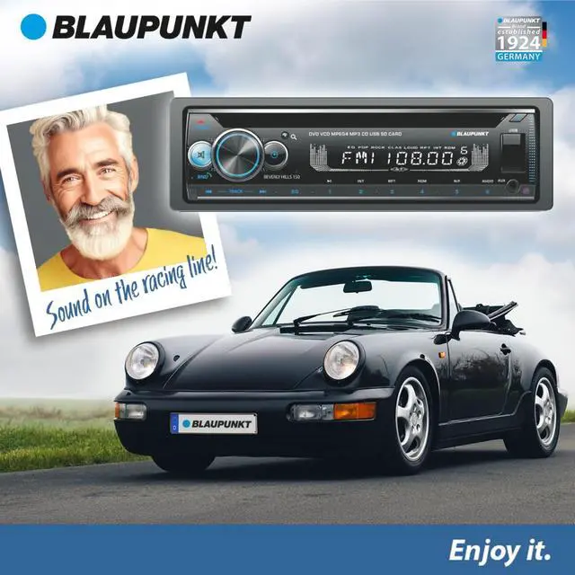 Alt view image 6 of 6 - Beverly Hills 150 Multimedia Car Stereo - 120W Peak Power, Bluetooth Connectivity, Hands-Free Calling, Detachable Faceplate, DVD & CD Receiver, USB/SD, AM/FM, Remote Control - Black