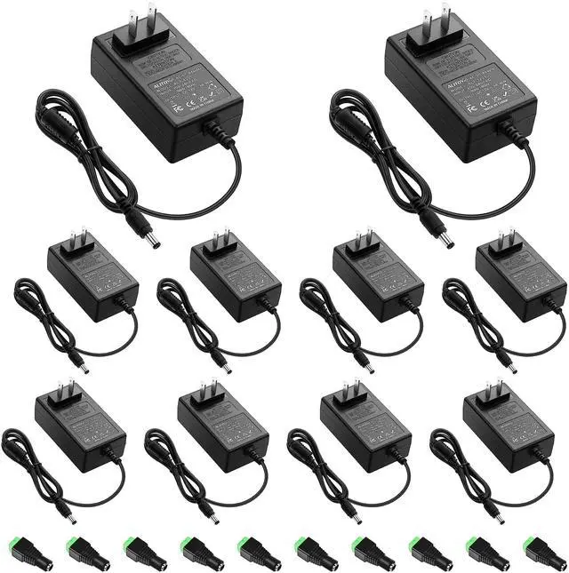 Main image of 12V 3A Power Supply DC 12 Volt 3A 36W AC/DC Power Adapter 100~240V AC to DC 12V Converter LED Driver Transformer 5.5mmx2.5mm for LED Strip Light CCTV Cameras System Printer,10-Pack