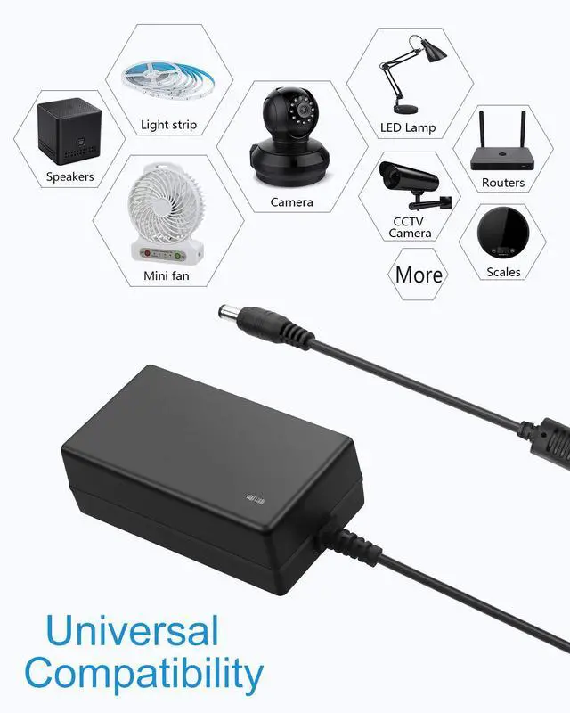 Alt view image 6 of 6 - 12V 3A Power Supply DC 12 Volt 3A 36W AC/DC Power Adapter 100~240V AC to DC 12V Converter LED Driver Transformer 5.5mmx2.5mm for LED Strip Light CCTV Cameras System Printer,10-Pack