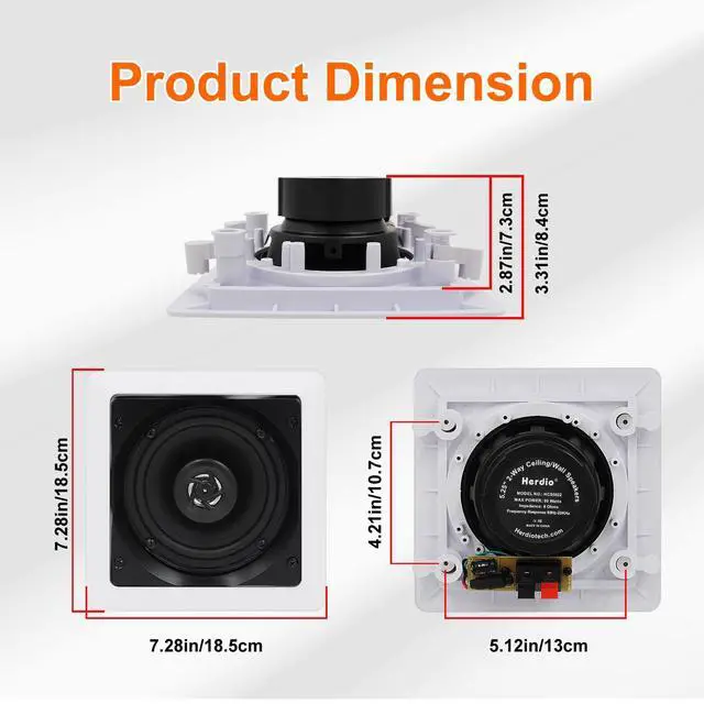 Alt view image 6 of 6 - 5.25 Inch Bluetooth Ceiling Speakers with Wall Mount Control Amplifier Receiver System for Home Living Room Bedroom Bathroom Office (A Pair)