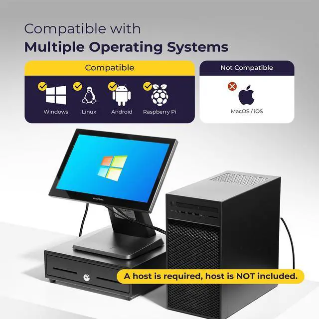 Alt view image 2 of 6 - 15.6" Black LED Touch Screen Monitor with Metal Stand - Backlit 1366 * 768 with VGA HDMI Connection for Small Business, Restaurant, Office - No Driver Required (Not Compatible with macOS/iOS)