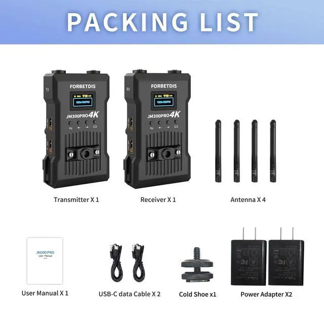 Alt view image 6 of 6 - Wireless HD Transmitter and Receiver 4K 1080P, Wireless Video Transmission System with Loop Out,1000FT Los Range,0.06s Delay,for Streaming from DSLR,Laptop,Setop Box to TV/Projector JM300PRO