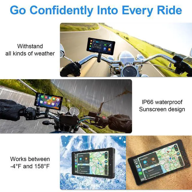 Alt view image 5 of 6 - Premium Motorcycle Dash Cam DVR: Wireless Motorcycle Carplay & Android Auto, TPMS, 1080P HD Dash Cam Front and Rear, 5.5" Touch Screen, Bluetooth, Waterproof, 128GB TF Card, Siri & Google Voice
