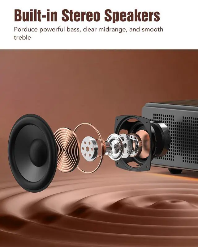 Alt view image 3 of 6 - Vinyl Record Player with Bluetooth Input, All-in-One Turntable with Built-in Speakers, AT-3600L Cartridge, Belt Drive 33/45 RPM, Auto Stop, Adjustable Lighting