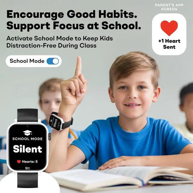 Alt view image 5 of 6 - Kipywatch Smart Watch for Kids - Kids Watch with GPS Tracker, Safe Zones Alert Camera, Voice & Video Call, School Mode Parental App, Subscription Required - Extra White Strap - Gifts for Boys 3-12