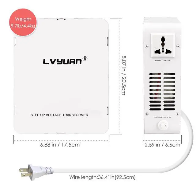 Alt view image 3 of 6 - 800W Step Up Transformer 110/120V to 220/240V | resettable circuit breaker, compatible EU & Asian appliances for US & Canada use, pure copper toroidal coil